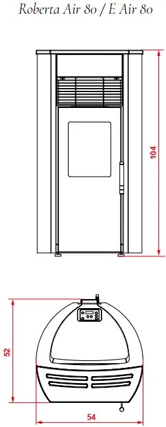 Royal Roberta Air 80 Stufa A Pellet Ad Aria Con Top In Ceramica 8 Kw Serbatoio 19kg 54x52x104 Cm In Acciaio Rosso Bordeaux