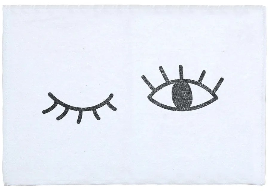 Tappeto da bagno bianco in misto cotone, 40 x 60 cm Eyes - Really Nice Things