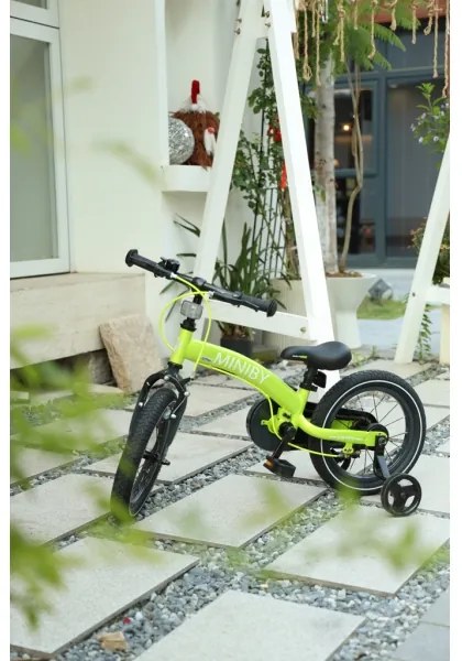 QPlay - Bicicletta bambini 14" MINIBY 3in1 verde