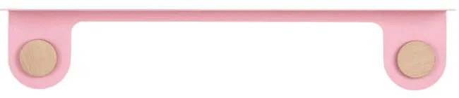 Mensola a muro in acciaio rosa con dettaglio in legno di quercia con 2 ganci , lunghezza 70 cm Hook - Gazzda
