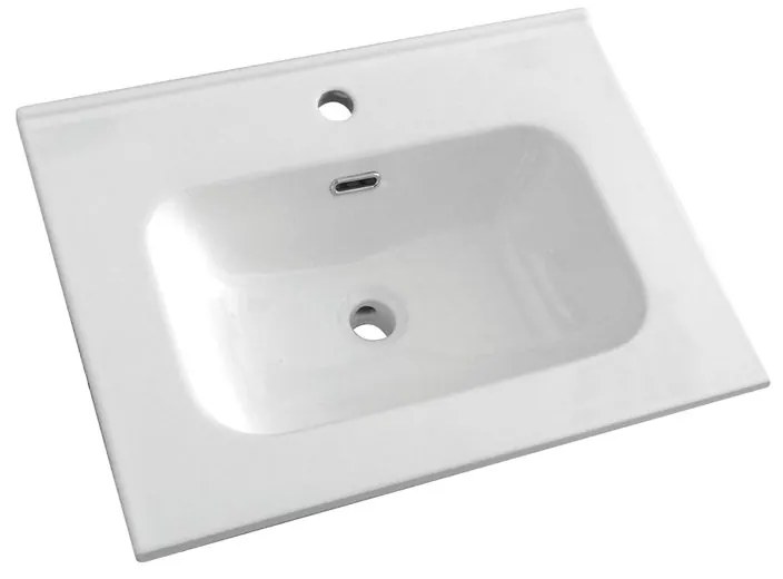 Lavabo integrale rettangolare vasca centrale L 61 x H 17.5 x P 47 cm in ceramica bianco