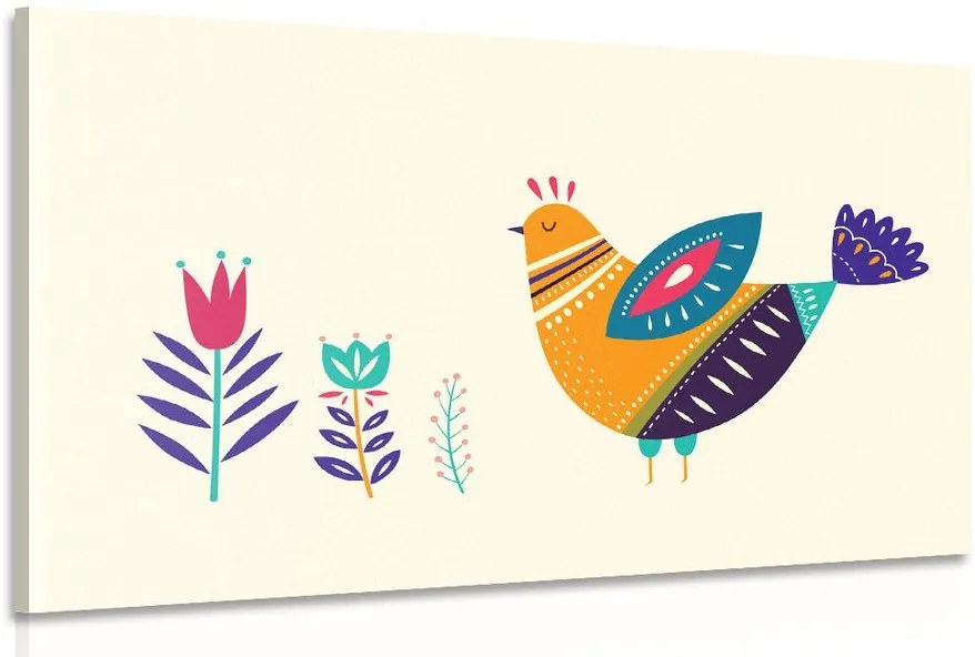 Quadro su tela – Gallinella in stile folk