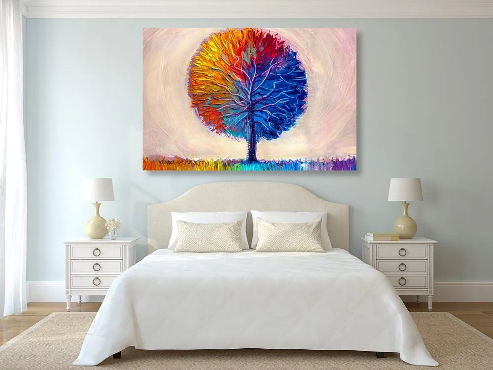 Stampa su tela – Albero acquerello colorato