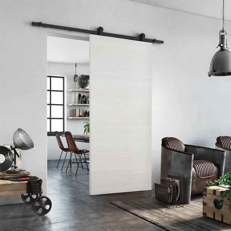 Porta scorrevole reversibile Honey in mdf bianco, L 93 x H 212 cm, con binario Industrial