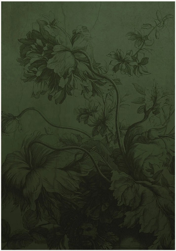Carta da parati Gradient Flowers Green