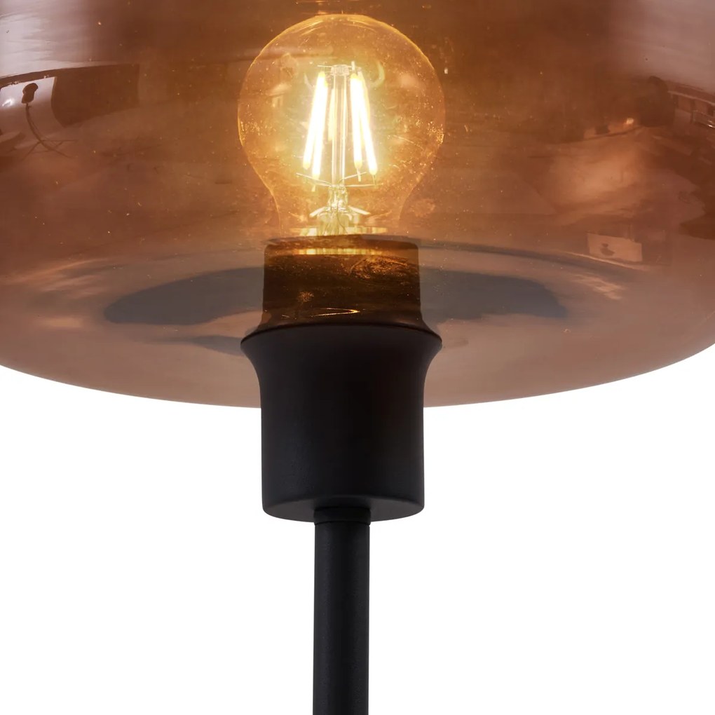 Lampada da terra retrò nera con vetro bronzo - Bizle