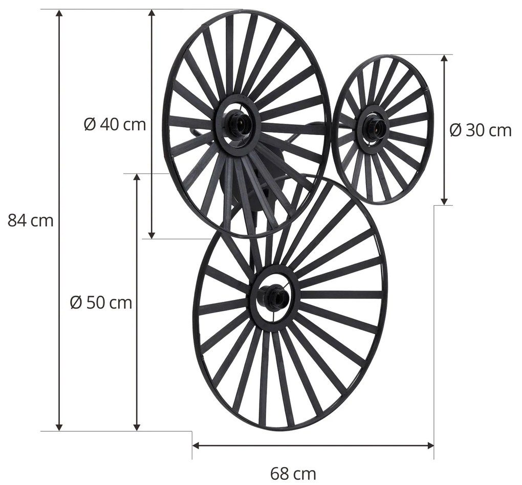 Lindby applique Evandor, nero, bambù, a 3 luci, E27