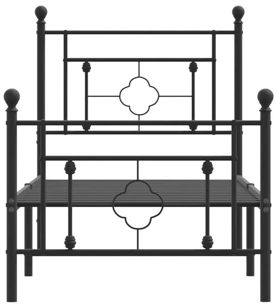 Giroletto con testiera e pediera metallo nero 80x200 cm