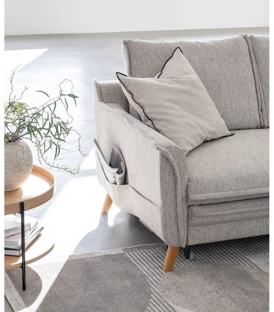 Divano angolare greige allungabile/con contenitore (con penisola a destra/con chaise lounge) Charming Charlie – Miuform