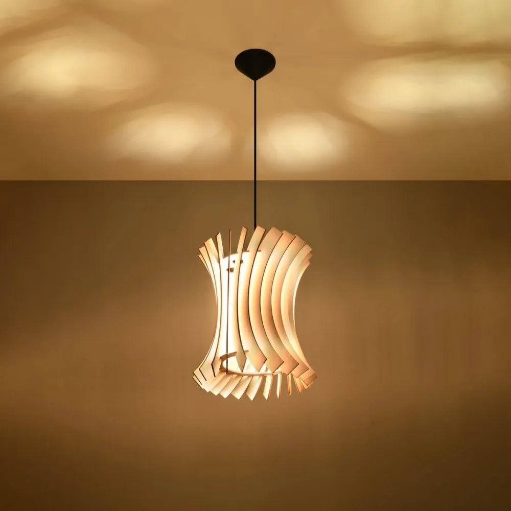 Lampada a sospensione in Legno Naturale ORIANA E27 da interno Colore del corpo Legno