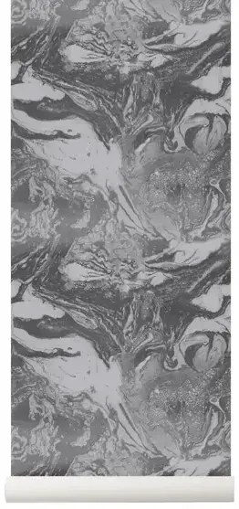 Ferm Living Carta da parati Marbling - Charcoal