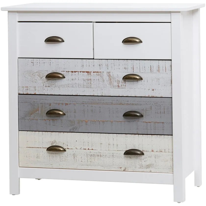 Cassettiera bianca e grigia con 4 cassetti , 79 x 80 cm Romantica - Marckeric