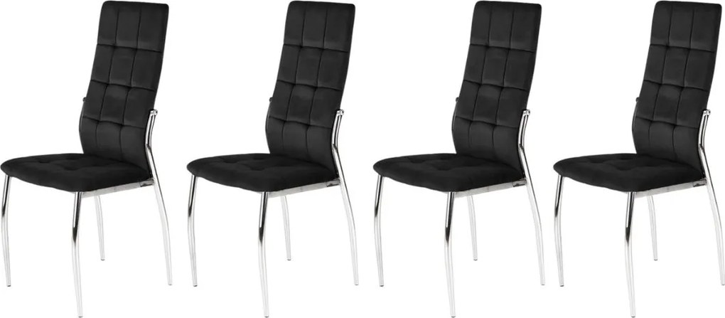 Set di 4 sedie K416 in velluto nero
