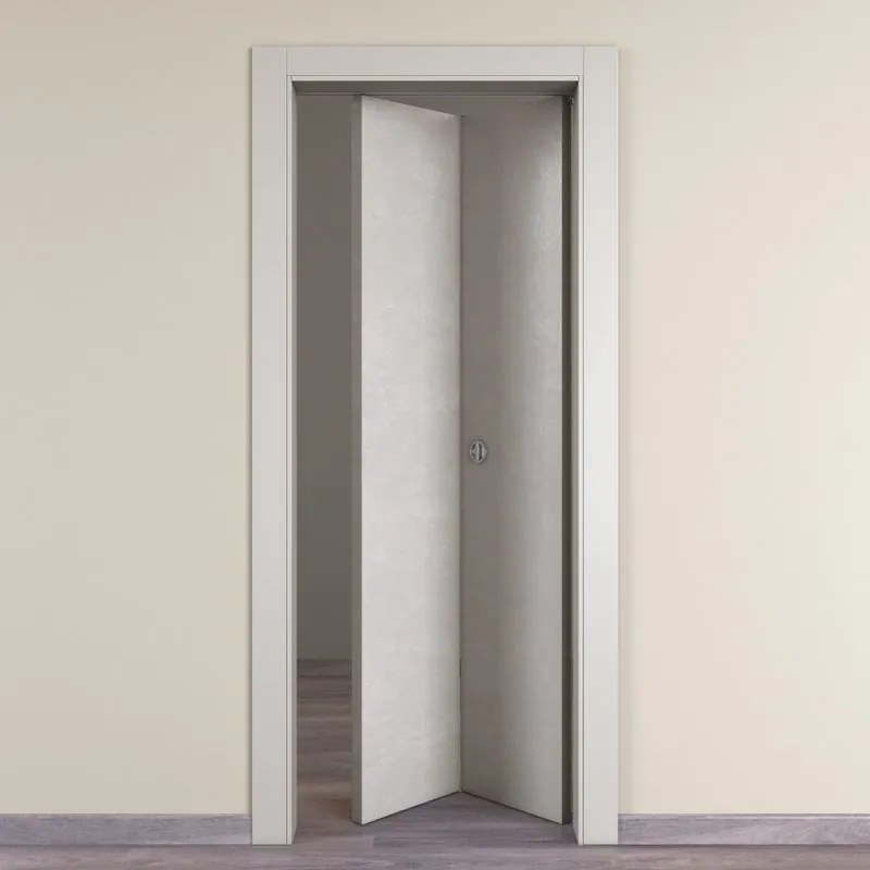 Porta tamburata pieghevole a libro simmetrica Hunk Lunar grigio L 70 x H 210 cm destra