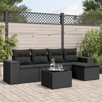 Set Divano da Giardino 6 pz con Cuscini Nero in Polyrattancod mxl 88754