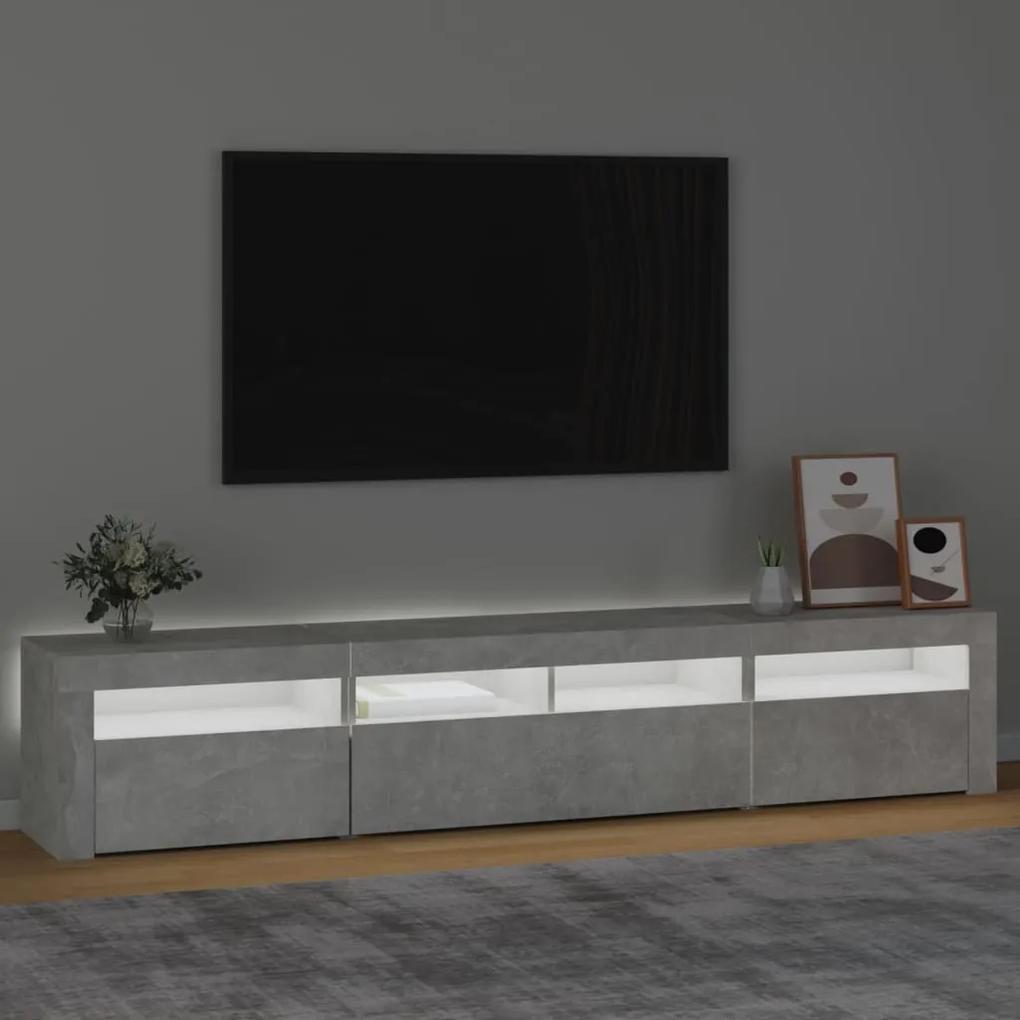 Mobile porta tv con luci led grigio cemento 210x35x40 cm