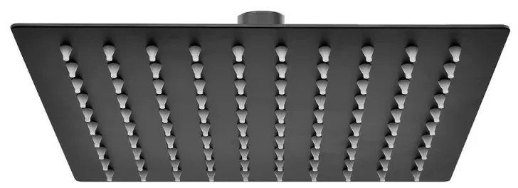 Soffione doccia quadrato 20x20 cm in acciaio inox nero opaco anticalcare