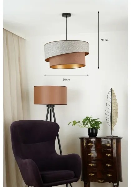 Brilagi - Lampadario a sospensione con filo VEGAS SHINE 1xE27/15W/230V diametro 50 cm grigio/marrone