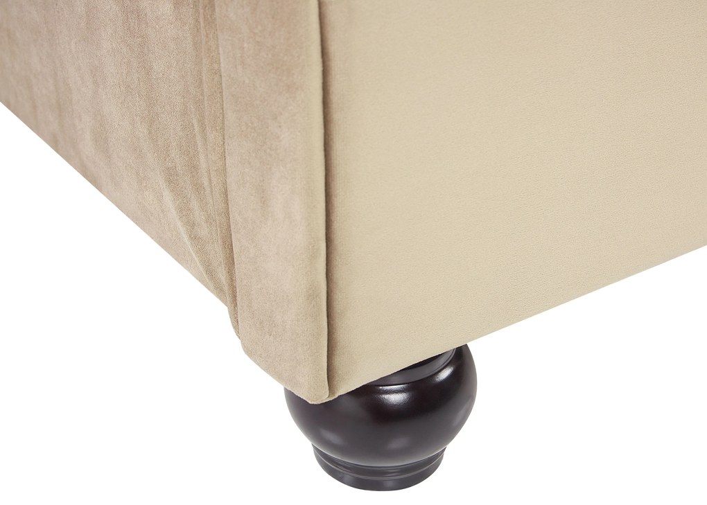 Letto matrimoniale in velluto beige stile chesterfield 160x200cm AVALLON Beliani