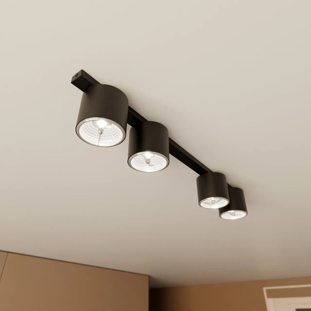 Lampadario da Soffitto in Acciaio AR111 NANO 4 Nero/Bianco 4xAR111