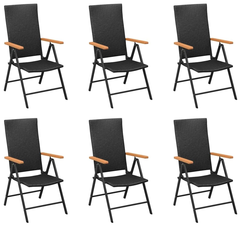 Set da pranzo da giardino 7 pz nero e marrone