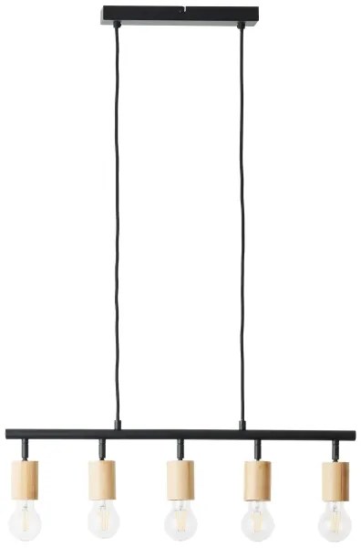 Brilliant - Lampadario sospeso a cavo 5xE27/28W/230V nero/bambù