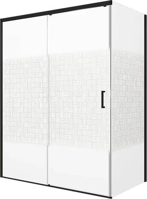 Porta doccia L 77-78 cm x H 200 cm per nicchia in vetro serigrafato SP. 6 mm, profilo opaco nero, serie Jazz