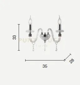 Applique in cristallo fume' dido 2 luci ap.dido-2-fume