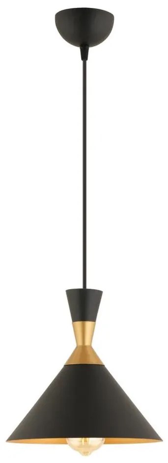 Lampadario a sospensione su cavo MONZA 1xE27/40W/230V, diam. 25 cm, nero/oro