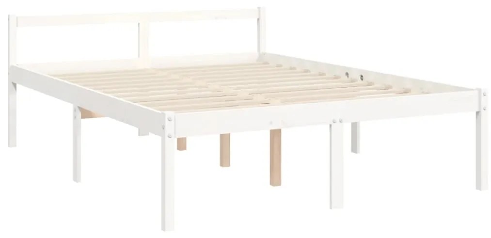 Letto per Anziani con Testiera Bianco 140x190 cm Legno Massello