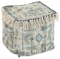 Puff DKD Home Decor Casablanca Azzurro Frange 40 x 40 x 40 cm