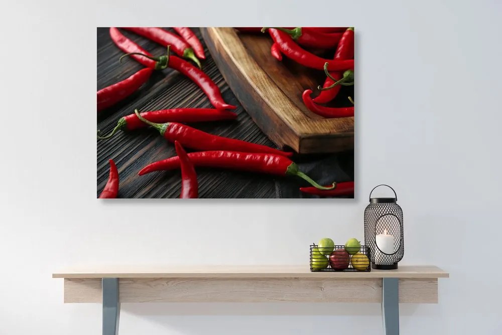 Quadro su tela – Tavola con peperoncini