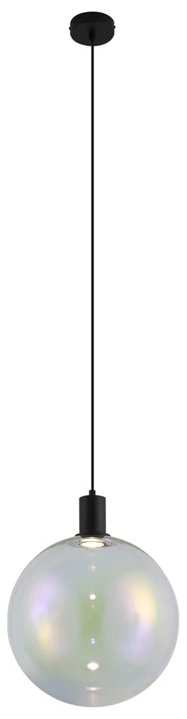 Lampada a sospensione di design nera con vetro arcobaleno 35cm - Mallon