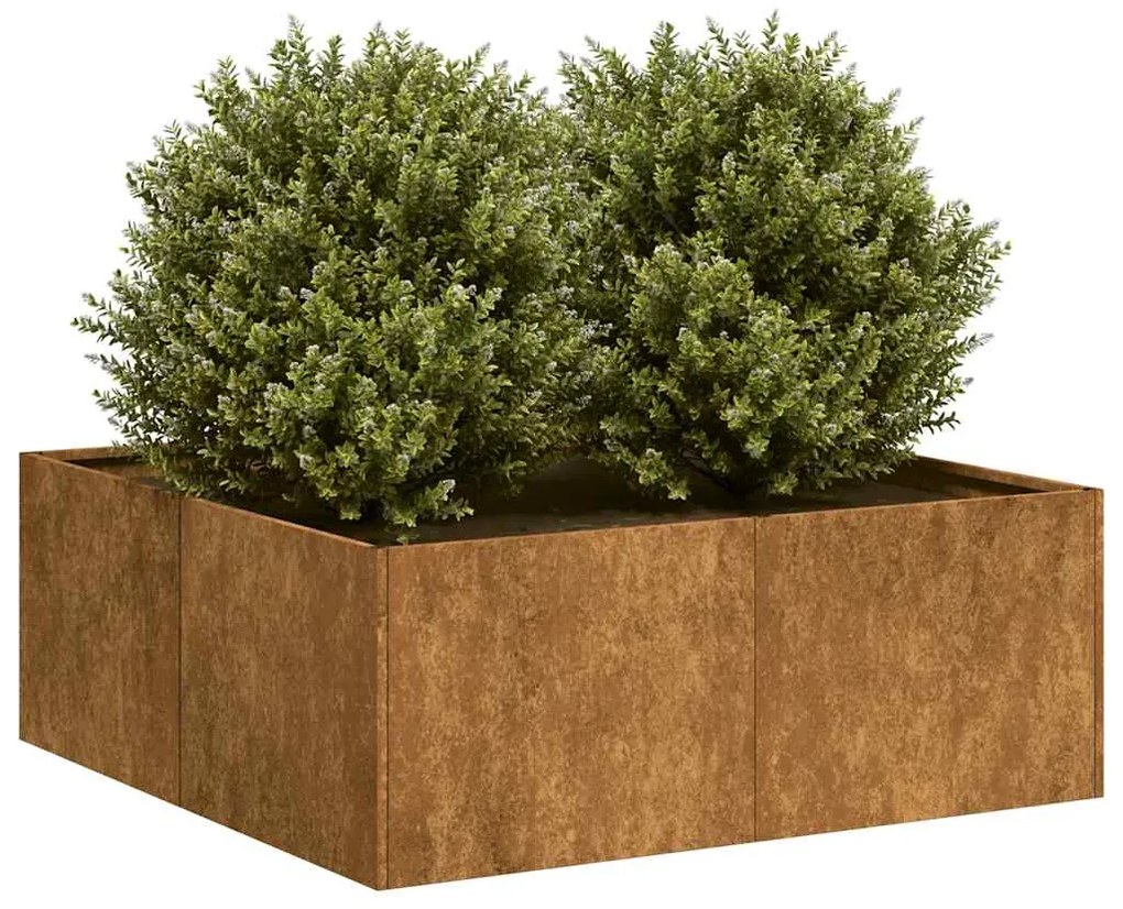 Fioriera Arrugginita 80x80x30 Cm İn Acciaio Corten /