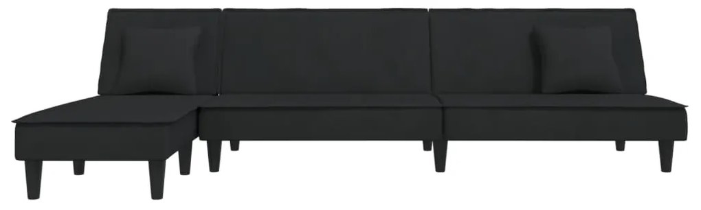 Divano letto a l nero 255x140x70 cm in velluto