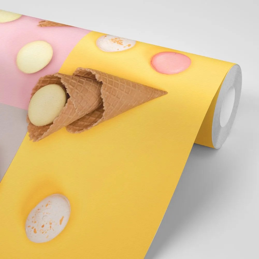 Carta da parati autoadesiva – Macarons nel cono