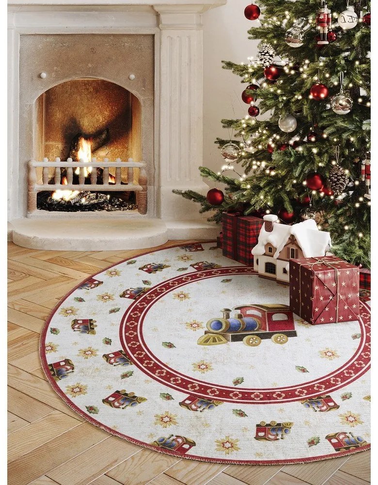 Tappeto rotondo rosso a tema natalizio ø 160 cm Toy's Delight Train – Villeroy&amp;Boch