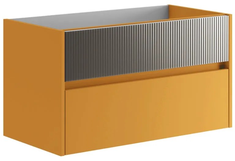 Mobile da bagno sotto lavabo Niwa beige laccato opaco L 89.5 x H 50 x P 45.5 cm 2 cassetti, lavabo non incluso
