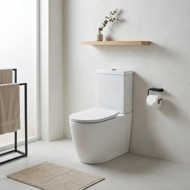 WC monoblocco Barby, sedile escluso P66.5 x L36 x H83.5 cm bianco, compresi cassetta e batteria interna.