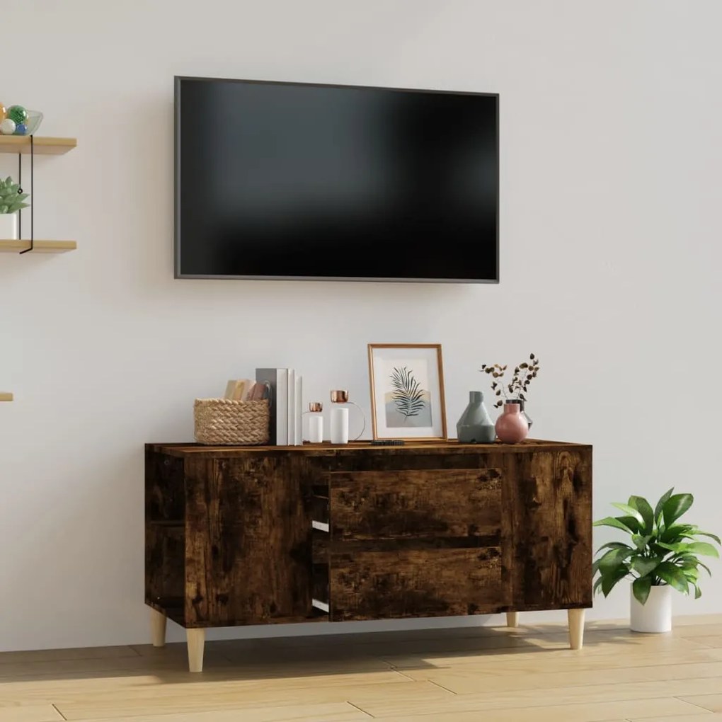 Mobile porta tv rovere fumo 102x44,5x50 cm in legno multistrato