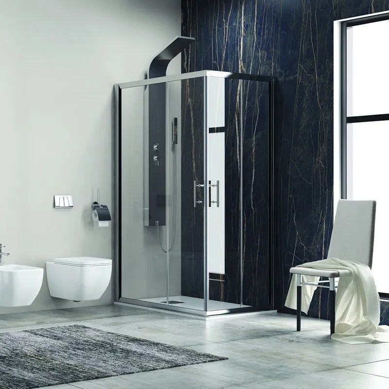 Cabina doccia 100x70 cm rettangolare con 2 ante scorrevoli KF1000 - KAMALU