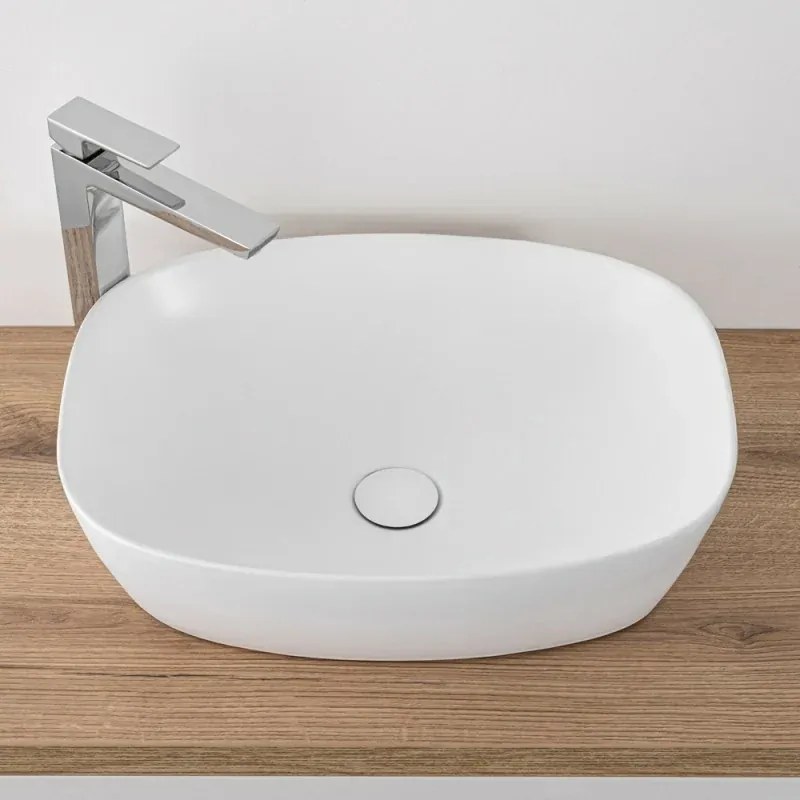Lavandino da appoggio ovale 50x38 cm bianco opaco Tokyo