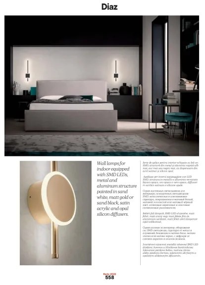 Redo 01-2697 - Applique LED DIAZ LED/20W/230V CRI 90 oro