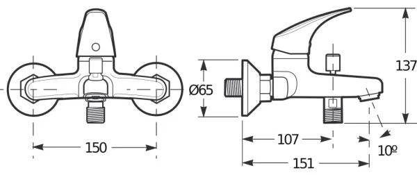 JIKA H3211N70044001 - Miscelatore vasca TALAS 13,7 cm cromo lucido