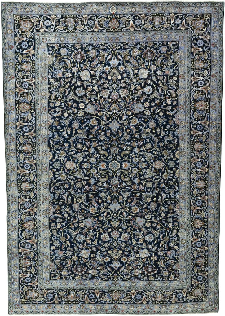 Kashan Tappeto 270x380 Blu (Iran) Annodato A Mano
