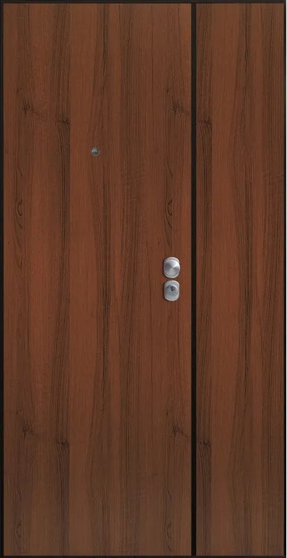 Porta blindata YALE Double L 80 x H 210 cm in melaminico noce/bianco, apertura spingere a sinistra, falso telaio incluso