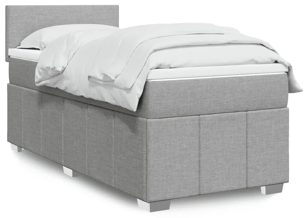Giroletto A Molle Con Materasso Grigio Chiaro100x200 Cm Tessuto /
