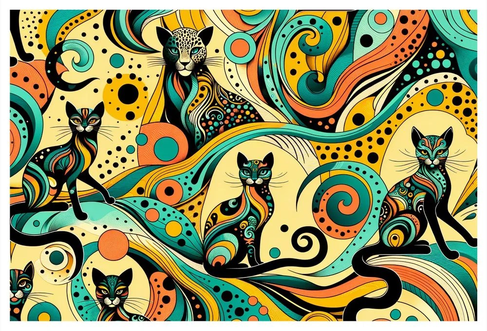 Quadro su tela – Gatti psichedelici