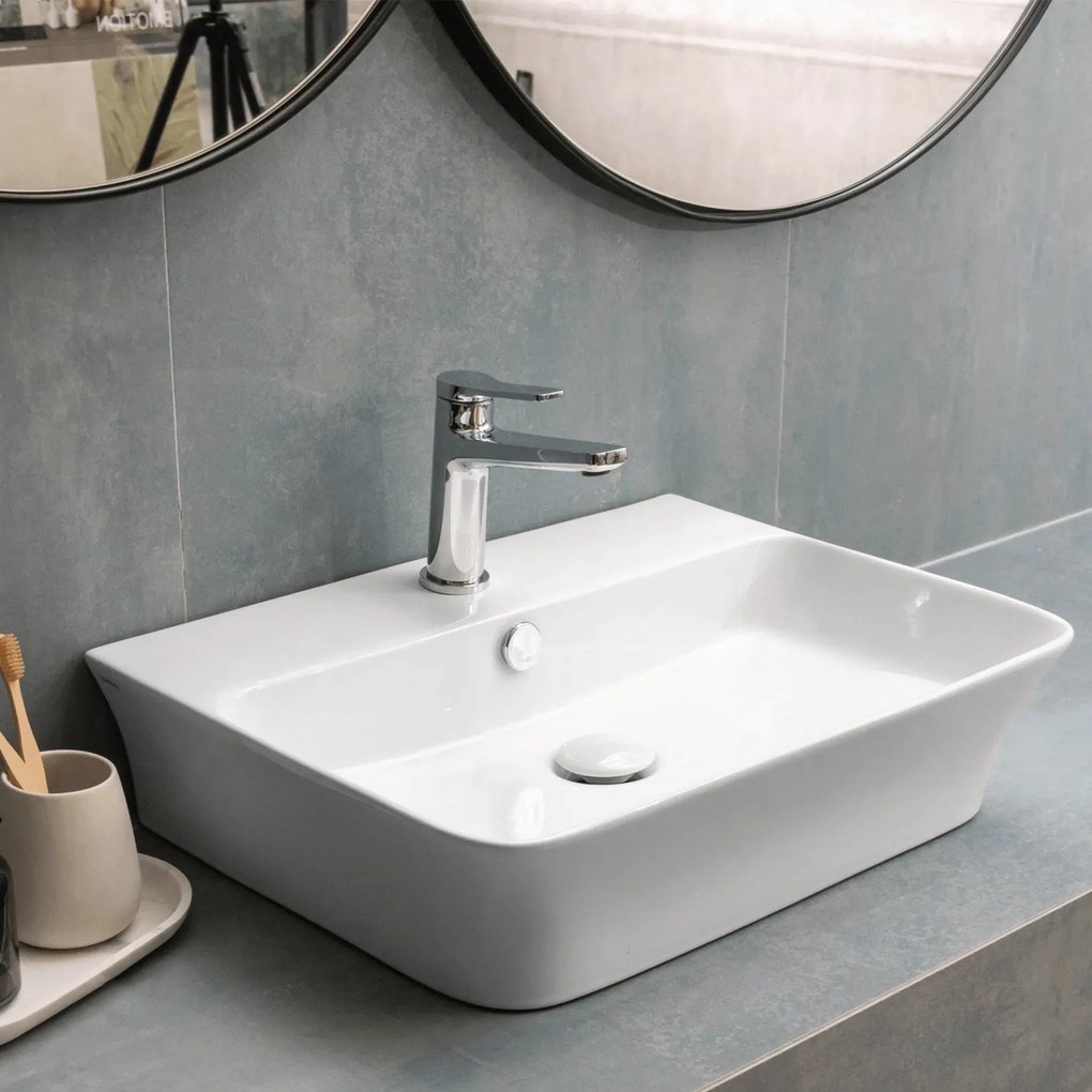 Lavabo D'Appoggio 41x41,5 Cm Karag Bianco Lucido