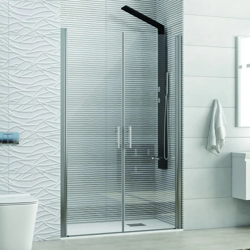 Kamalu - Box doccia in nicchia con doppio battente 65-70cm finitura cromo | KS2800 Saloon